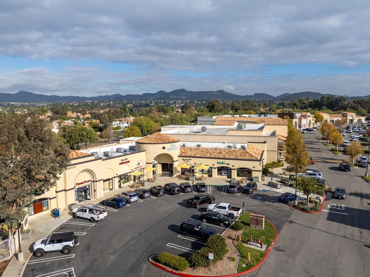 Aerial of a neighborhood retail center in Murrieta
