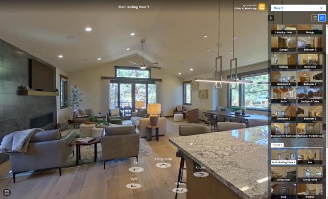 Zillow 3D tour view of a living room
